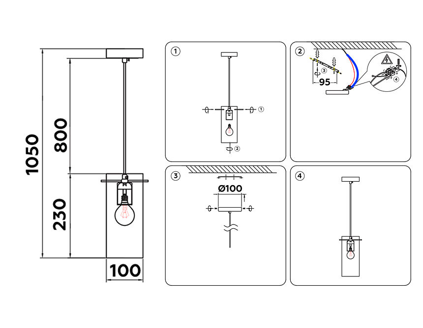 TR3589 CH/SM хром/дымчатый E27 max 40W D100*1050